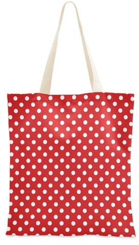 FRODOTGV Leinentasche für Damen, rote Punkte, Leinentasche, Geschenke für Lehrer, Tragetasche, günstige Leinentasche für Frauen, einfarbige Tragetaschen zum Dekorieren, rote punkte, 1 Size