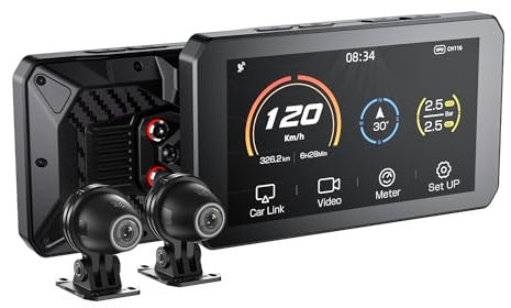 CHIGEE AIO-5Lite Motorcycle GPS Safety & Navigation System - 2 x 150° Dash Camera - 5 Quality LCD Screen - 5G Wi-Fi Bluetooth 24H Parking Mode -Voice Control Compatible with Carplay Android Auto