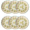 Tranquillo 6er Set Tarteletteform aus Steinzeug mit handgestempeltem Print grün/gelb RETRO, Ø11 x 3 cm