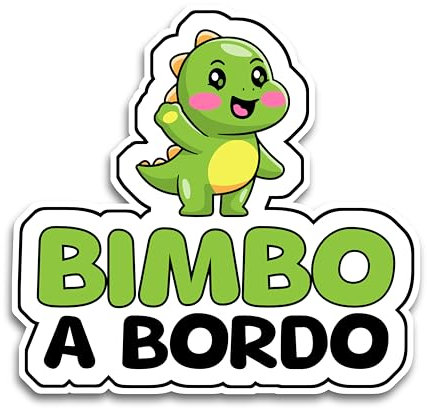 Bimbo a Bordo per Auto, Bambino dinosauro 15.5 x 15 cm, Baby on Board Adesivo Auto, Adesivo Bimbo a Bordo per Auto Resistente agli UV e Impermeabile, Italy Animal Sticker 6