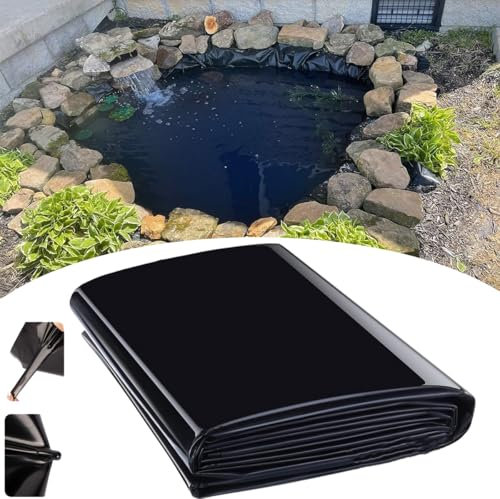 Ddasam Teichfolie 5x8m Teichfolien, Schwarz HDPE Teichfolien Schwerlast, Flexibel Gartenteiche Dichtungsfolie Teichmembran Folie für Fischteiche, Brunnen, Wassergarten und Wasserfall