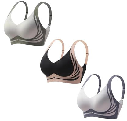 3er Pack BHS Damen Ohne Bügel 𝗣ush Up Super Gather BH Wireless Seamless Sport Bügelloser Stütz BH Lifting Anti-Sagging Wireless Adjustable Keine Schlaffen Brüste Comfit BHS Nahtlos (Black, M)