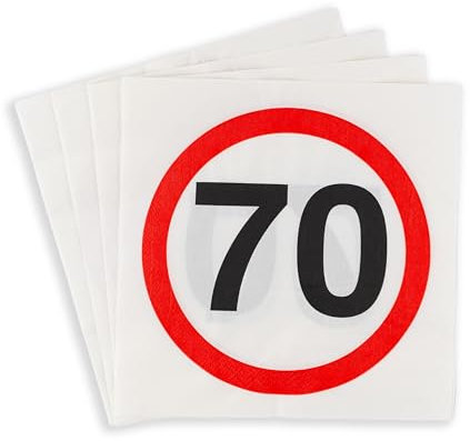 70 Geburtstag Deko Servietten Verkehrszeichen rot/weiß - Originelle Geburtstagsdeko 70 für einen gelungenen 70 Geburtstag Mann oder Frau - Tiwoca