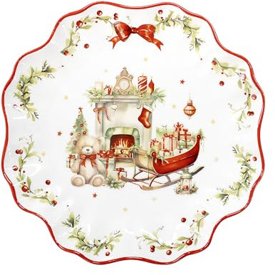 Isabelle Rose Piatto da dessert natalizio vintage in porcellana Albero Natale 6940