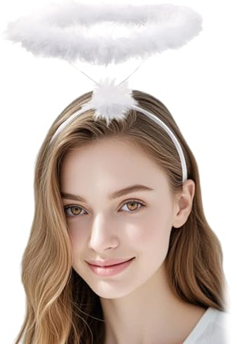LUYANFX Serre Tete Ange Blanc Oreole Ange Blanche Auréole D'ange Serre Tete Carnaval Accessoires Déguisement Serre Tête Ange Femme pour Fêtes à Thème, Mariages, Cosplay