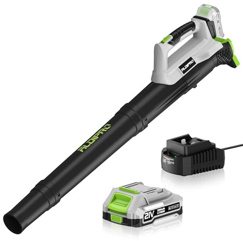 ALDIPRO Ultra-Lightweight Cordless Leaf Blower, 400 CFM/130 MPH Powerful Electric Blowers with Battery and Charger, 20V Leaf Blowers for Blowing Dry Leaves, Deck, Driveway & Tight Spaces