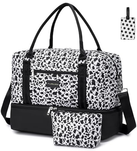 SPAHER Handgepäck Tasche 45x36x20cm Easyjet Faltbare Reisetasche Sporttasche Groß mit Schuhfach und Nassfach Weekender Damen Gym Bag Tasche wasserdichte Duffle Bag Schwimmtasche Fitness