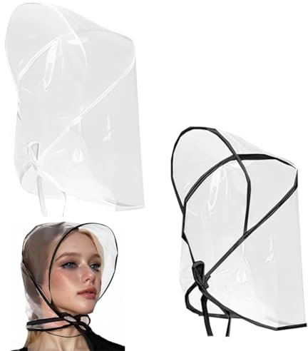 Tomedeks 2-pack Rain Bonnet with Visor Clear Rain Hats Waterproof Rain Plastic Scarf Rain Waterproof Hats for Women Wear Rain Cover Rain Cap for Head for Rainy and Snowy Weather(2 colors)
