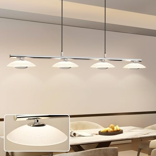 ZMH Pendelleuchte LED Hängelampe Esstisch - Esszimmerlampe Modern Design Esszimmer Hängeleuchte Wohnzimmer 4 Flammig 3000K Warmweiß Chrom Glas Metall Pendellampe für Schlafzimmer Küche