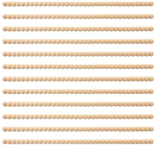 Nuanchu Dekorative Perlenverzierungen, halbe Holzperlen, Zierleiste, 14 mm, 190 cm, unlackiert, 3D-Perlen, Holzform, niedlich, DIY, für Zuhause, Wand, Schrank, Regal, Fenster, Tür, 12 Stück