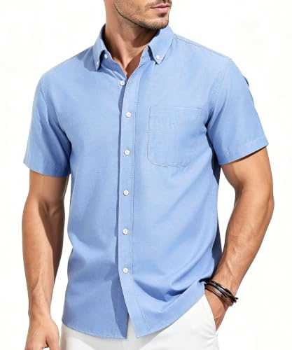 Casey Kevin Camisa Hombre Manga Corta - 100% Algodón - Cuello Abotonado