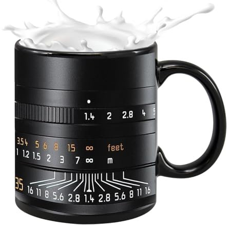 Fotografie, Kameraobjektiv, 350 ml Keramikbecher, 3,74 x 3,15 Zoll Fotograf Objektiv Becher, Souvenir für heiße kalte Getränke, Tee, Saft, Milchbehälter