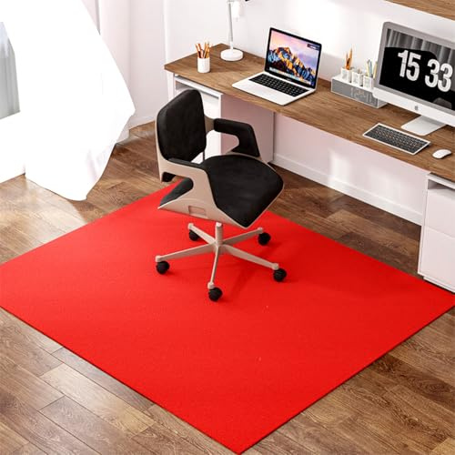 EXZFW Bodenschutzmatte Teppich, Unterlage Schreibtischstuhl, BüRostuhl Unterlage, Teppich FüR BüRostuhl, BüRostuhlmatte, Bodenschutzmatte BüRostuhl Schreibtischstuhl Unterlage,Rot,60x90cm