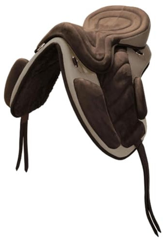 Brama West Sattel baumlos “Safety“- Sitzgröße 16“ - für alle Pferdetypen - inkl. Steigbügelriemen & Sattelgurt (Beige)