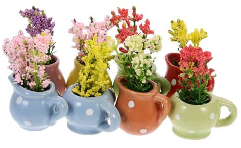 Happyyami 8pièces Frigo Céramique Forme De Fleur Pot Décorations pour Réfrigérateur Et Tableau Simulés Et Élégants