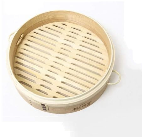Olla de vapor de bambú con tapa, para cocinar bollos y verduras, cesta de utensilios de cocina, vapor de bambú (jaula de 30 cm)