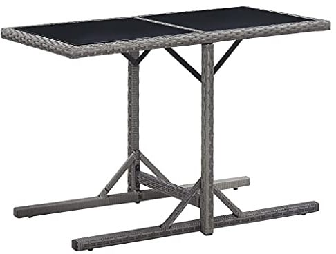 MOBCANT Gartentisch Anthrazit 110 x 53 x 72 cm Glas und Poly Rattan, Stehtisch Balkontisch Balkon Tisch Dining Table Geeignet für Innenhof Garten Park Balkon