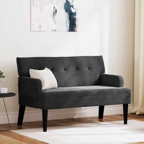 Amorsee Sitzbank aus Stoff, Bank Polsterbank mit Rückenlehne, Bettbank, Flurbank für Wohnzimmer, Modern, 112 x 65,5 x 75 cm Schwarz