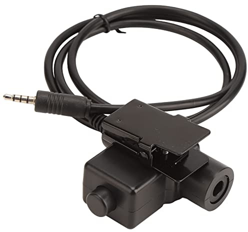 POENVFPO U94 PTT-Adapter Push-to-Talk-Tasten mit 3,5-mm-Soundschnittstelle für Mobiltelefone Schwarzer Taktischer Headset-Adapter