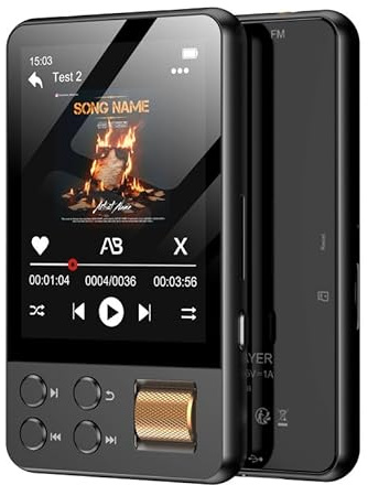 AGXOV Lecteur MP3 128Go avec Bluetooth 5.4, Lecteur Musique Enfant Hi-FI avec Écran Tactile 2.4, Baladeur MP3 Sport Compatible avec Radio FM, Enregistrement, Prend en Charge Cartes TF Jusqu'à 512 Go