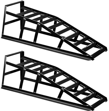 Wiltec 2X Auffahrrampe bis 2 t je Paar 830 x 262 x 270 mm, Auffahrbock für Fahrzeuge, Wartungsrampe aus Stahl