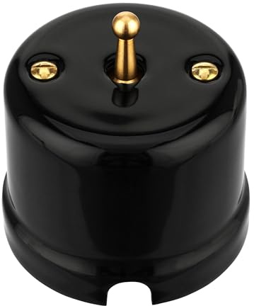 Aufputz Porzellan Retro Toggle Brass Schalter, Wechselschalter, All-in-One, Serie QR1 schwarz