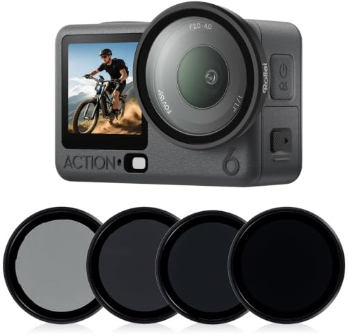 Rollei ND Filterset für DJI Osmo Action 6 4er Pack ND8/ND16/ND32/CPL Filter | Schnellmontage, Action-Kamera Zubehör, Nano-Beschichtungen Optisches Glas, Objektiv der Actioncam Schützt