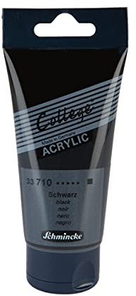 Schmincke - College Acrylic, Schwarz in 75 ml-Tube, 33710013, Acrylfarbe mit Künstler-Pigmenten in hoher Konzentration, deckend und lasierend, lichtecht, seidenmatt