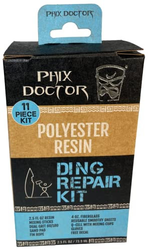 Phix Doctor Surfing Surf Board Reparaturreparaturen - PU Polyester Resin Repair Kit - Große 4 Unzen - 4 Unze Fiberglas - Finne Seil