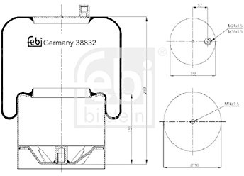 FEBI BILSTEIN 38832 Luftfederbalg mit Kolben Hinten Links Rechts Kompatibel mit MERCEDES-BENZ AXOR 2 9423205121 A9423205121