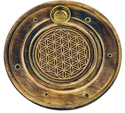 Trouver Quelque Chose différents en Bois gravé Fleur de Vie de bâtons d'encens et cône Titulaire, Multicolore