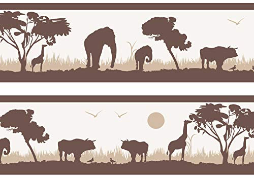 wandmotiv24 Bordüre Afrika 260cm Breite - Selbstklebend Borte Tapetenbordüre Bordüren Borde Wandborde braun beige Savanne M0001