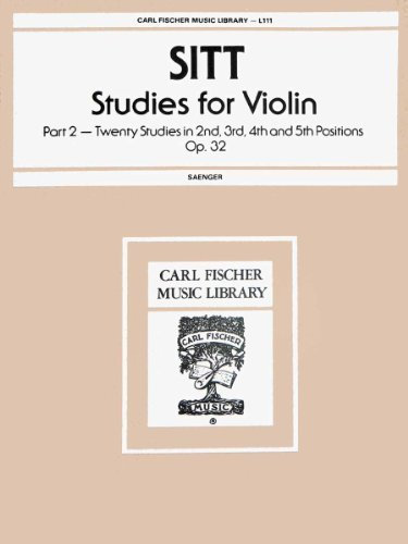 L111 - Studies for Violin - Part 2 Op. 32 by Hans Sitt (1899-01-01)