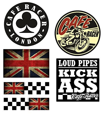 cut-it folientechnik & design MG635 / 6X Aufkleber Cafe Racer Breite je ca. 6cm Rocker Oldschool Kult Sticker Vintage Racing V2 Bobber Scrambler Retro Bike Motorrad