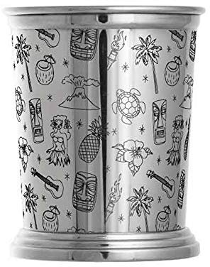 Urban Bar Julep Cup, with Tropical Decoration Tiki 18/8 Stainless Steel 40cl Model No UB3549