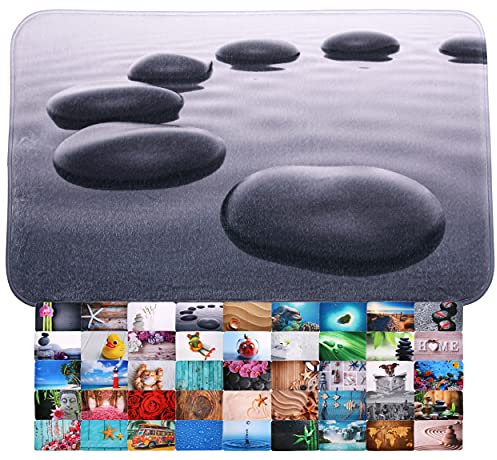 Sanilo Badteppich, viele schöne Badematten zur Auswahl, Badvorleger sehr weich und rutschfest, waschbar und schnelltrocknend (70 x 110 cm, Black Stones)