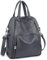 UTO Rucksack Damen 4 Arten Convertible Rucksack Schulter Pack Umhängetasche Handtasche PU Leder Grau2