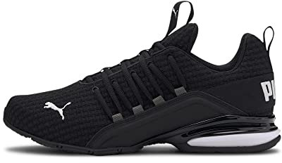 PUMA Men's Axelion Block Running Shoes, Black Black White 01, 6 UK