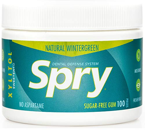 Spry Frischer Natürlicher Xylitol Kaugummi – Zahnfreundliches Kaugummi Aspartamfrei, Zuckerfrei, Nicht-GMO, Glutenfrei (Wintergreen, 100 Stück – 1 Packung)