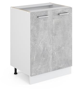 Vicco Kitchen base cabinet Raul, Concrete/White, 60 cm without worktop