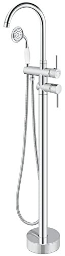Aolemi Robinet de baignoire sur pied en chrome poli avec mitigeur de douche