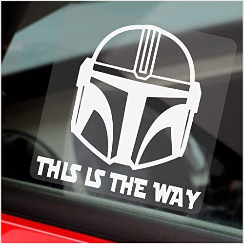 Platinum Place 1 x The Mandalorian Helmet Sticker This is the Way Head Sign Vinyl Star Wars Inspired Car Window Graphic 100mm