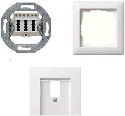 Gira Komplett-TAE Set MATT - System 55, RUTENBECK TAE-Anschlussdose 3x6 NFN 1-Fach Rahmen, TAE Abdeckung, weiß MATT
