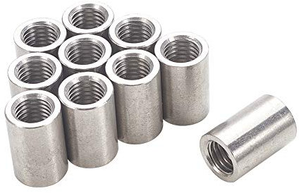 MroMax M14 x 20 x 30 mm Gewinde, runde Verbindungsmuttern aus Edelstahl 304, silberfarben, 10 Stück
