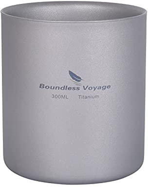 Boundless Voyage 3 in 1 Tazza in titanio a doppia parete resistente al calore Mini tazza da tè tazza da campeggio all'aperto tazze da caffè accessori da campeggio Ti3029D 300 ml