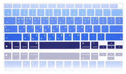 MMDW Ultradünne Silikon-Tastaturabdeckung für MacBook Air 33,8 cm (13 Zoll) 2020 mit Apple M1 Prozessor (Modell A2337), Touch-ID-Zubehör, US-Version (Farbverlauf) Blau