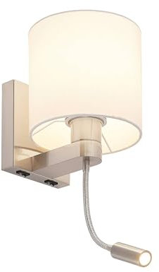 Lucande Wandleuchte, Wandlampe Innen 'Brinja' in Weiß aus Textil (1 flammig, E27) - Wandstrahler, Wandbeleuchtung Schlafzimmer/Wohnzimmer, Wohnzimmerleuchte