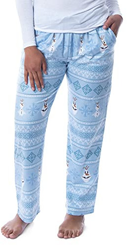 Disney Frozen Olaf Pyjamahose für Damen, Pullover-Stil, Loungewear, Blau, Large