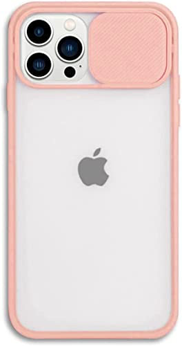 Mixroom - Cover Custodia per Apple iPhone 13 PRO Max Protezione Fotocamera con finestrino Scorrevole in Silicone TPU Semi Trasparente Rosa