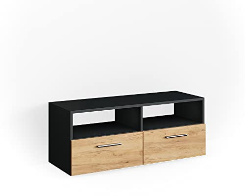 Vicco Meuble TV Diego, Anthracite/Chêne de Force doré, 95 x 38 cm